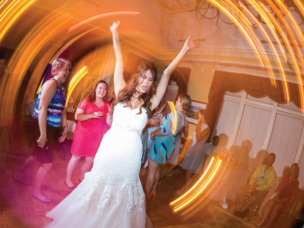 slow shutter speed circular wedding reception